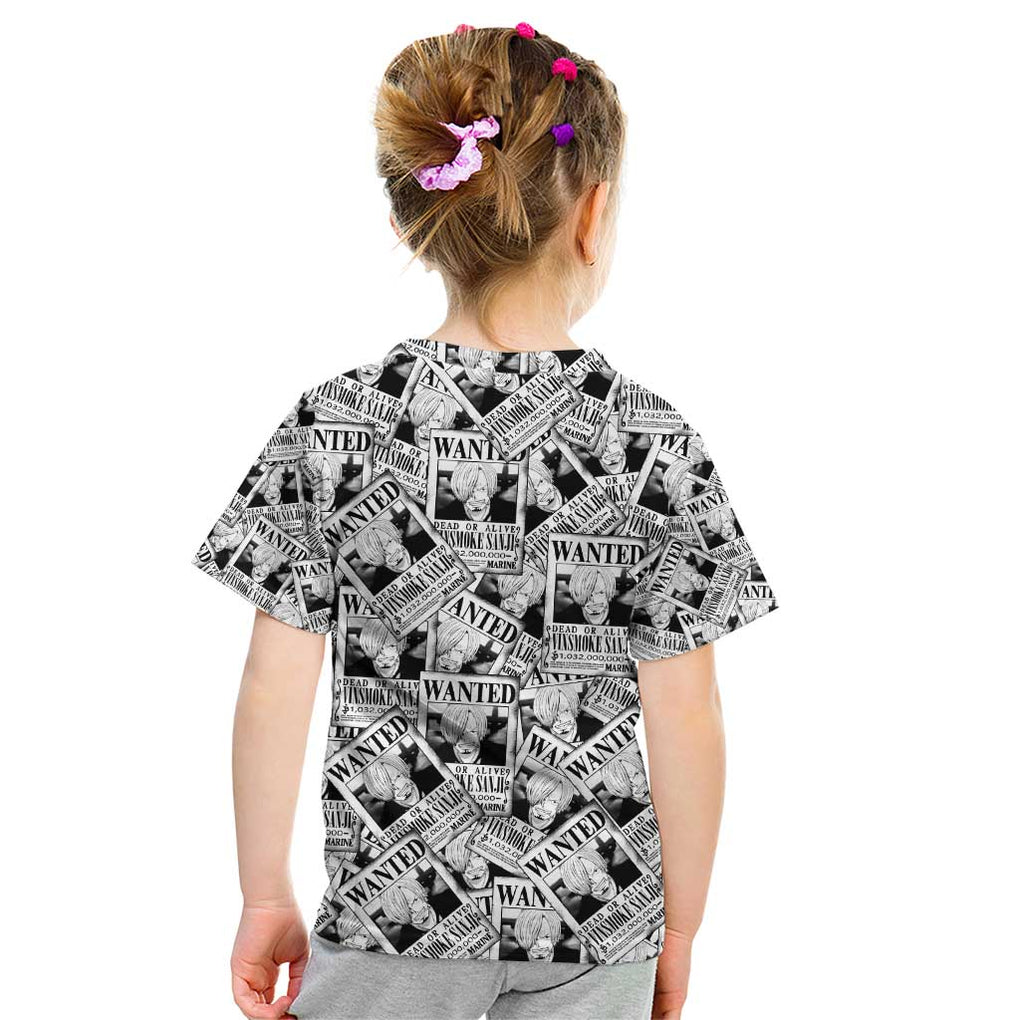 Sanji Wanted - One Piece Kid T Shirt Anime Style