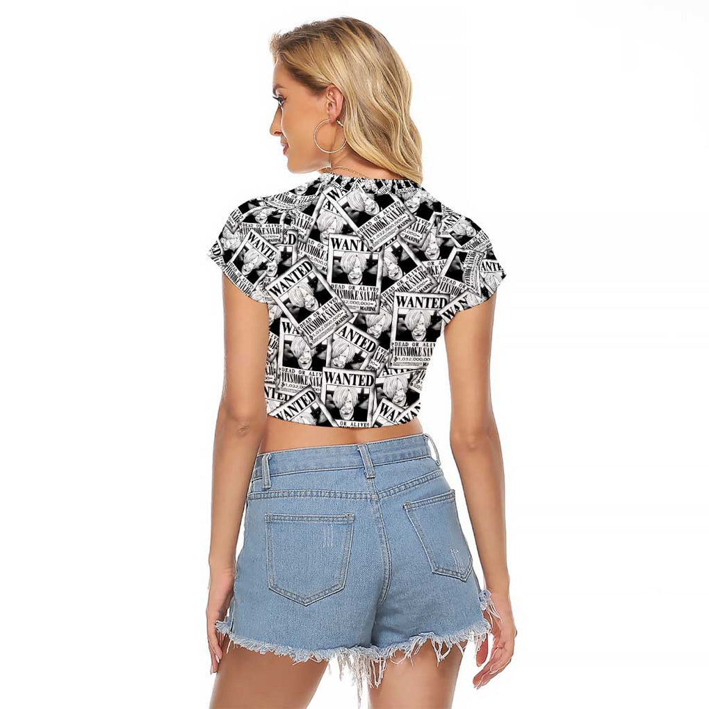 Sanji Wanted - One Piece Raglan Cropped T Shirt Anime Style