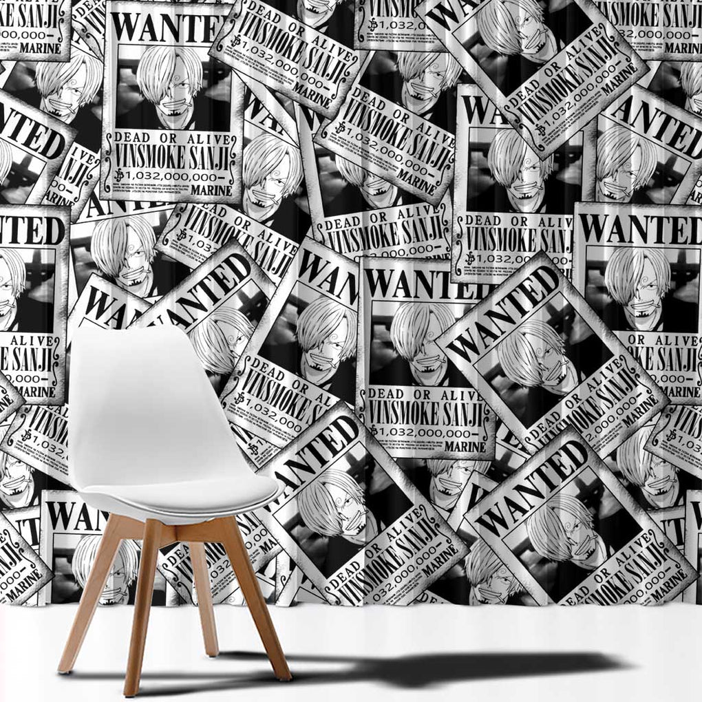 Sanji Wanted - One Piece Window Curtain Anime Style