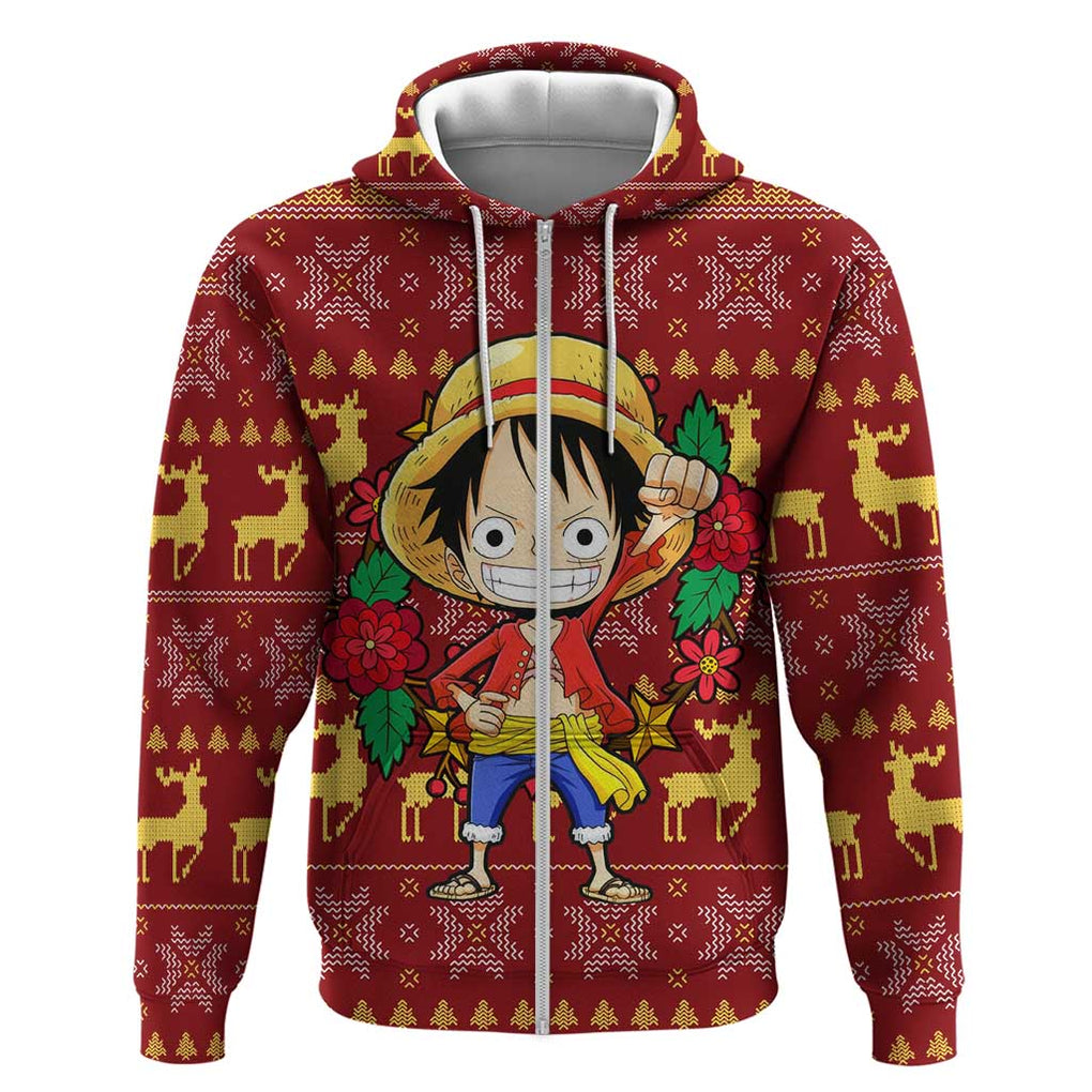 Luffy - One Piece Hoodie Anime Mix Christmas Style
