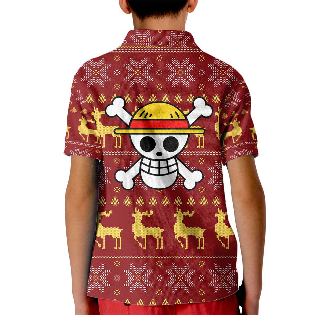 Luffy - One Piece Kid Polo Shirt Anime Mix Christmas Style
