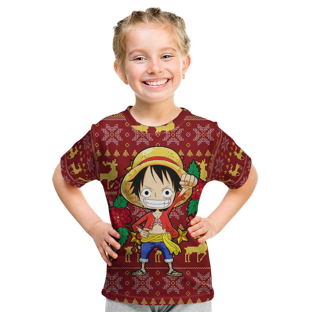 Luffy - One Piece Kid T Shirt Anime Mix Christmas Style