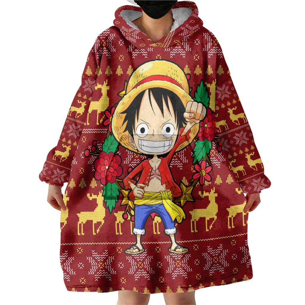 Luffy - One Piece Wearable Blanket Hoodie Anime Mix Christmas Style