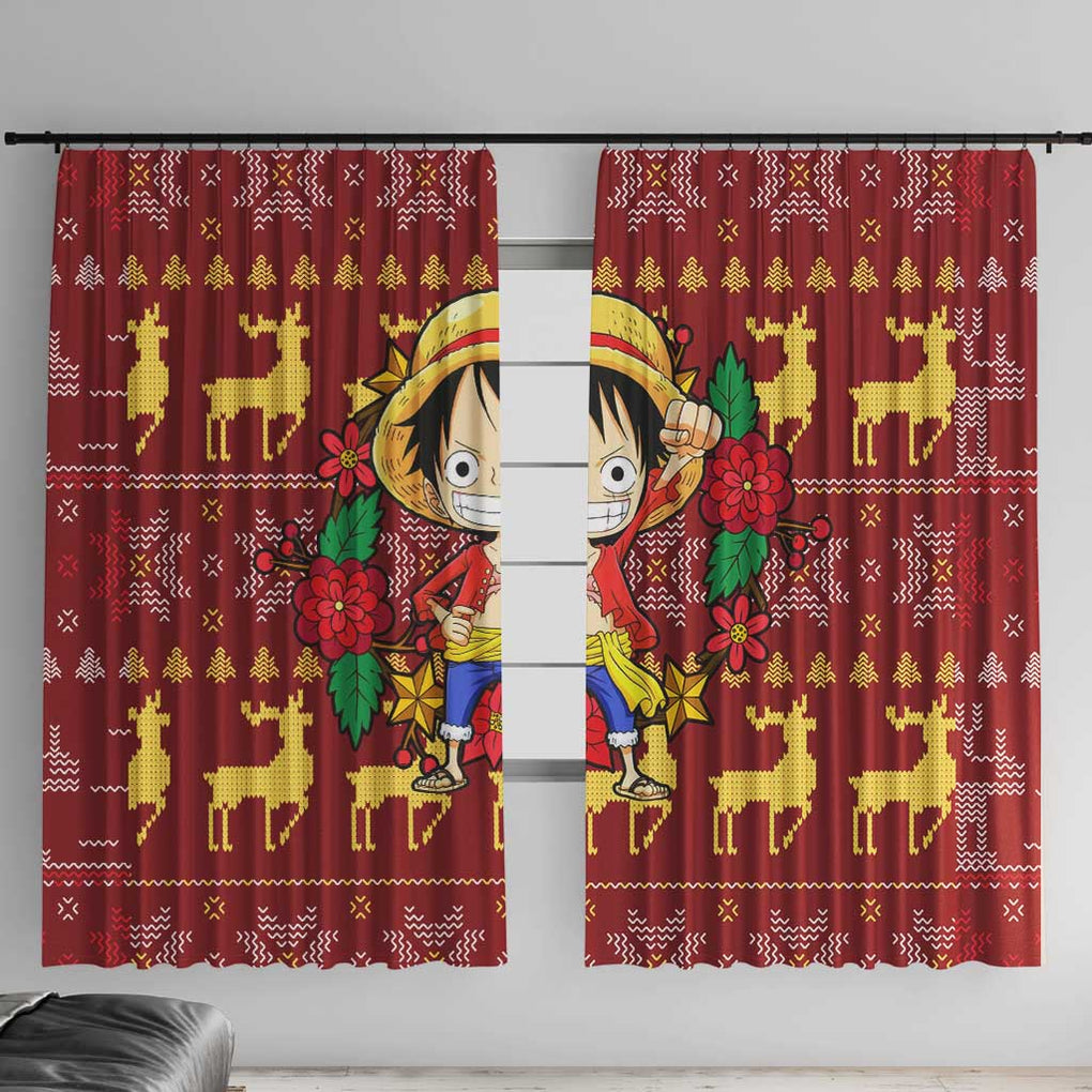 Luffy - One Piece Window Curtain Anime Mix Christmas Style