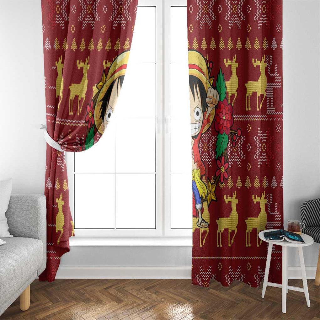 Luffy - One Piece Window Curtain Anime Mix Christmas Style