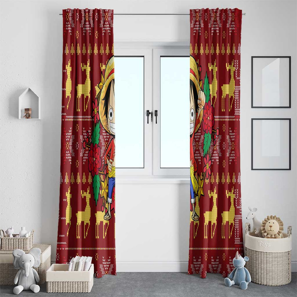 Luffy - One Piece Window Curtain Anime Mix Christmas Style