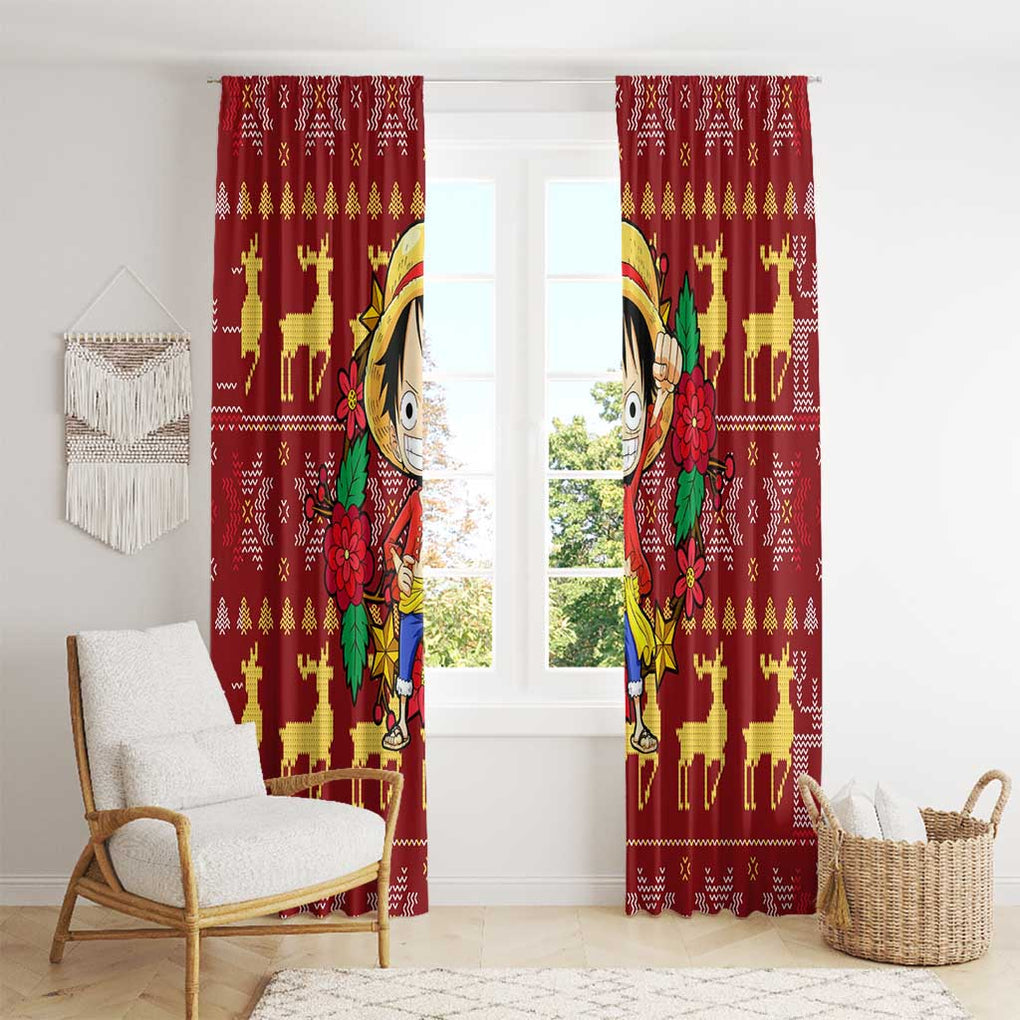 Luffy - One Piece Window Curtain Anime Mix Christmas Style