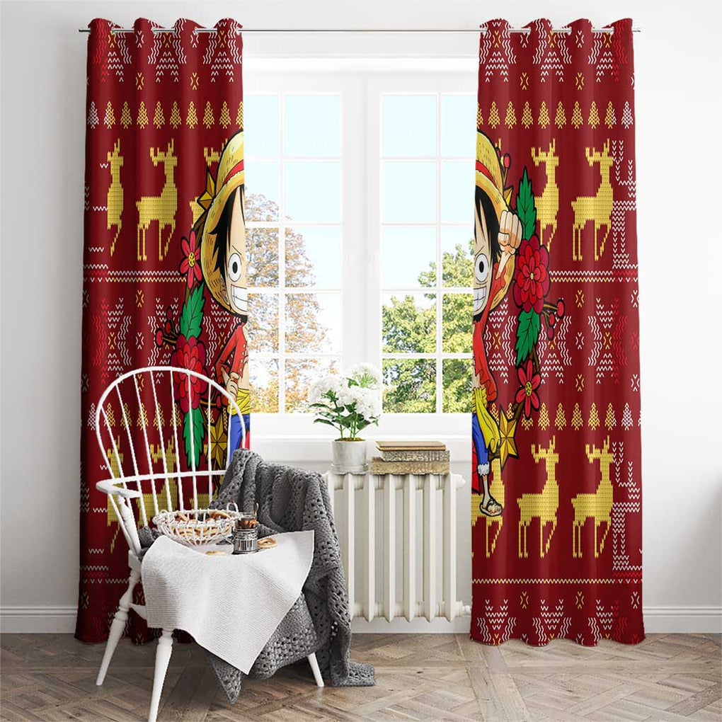 Luffy - One Piece Window Curtain Anime Mix Christmas Style