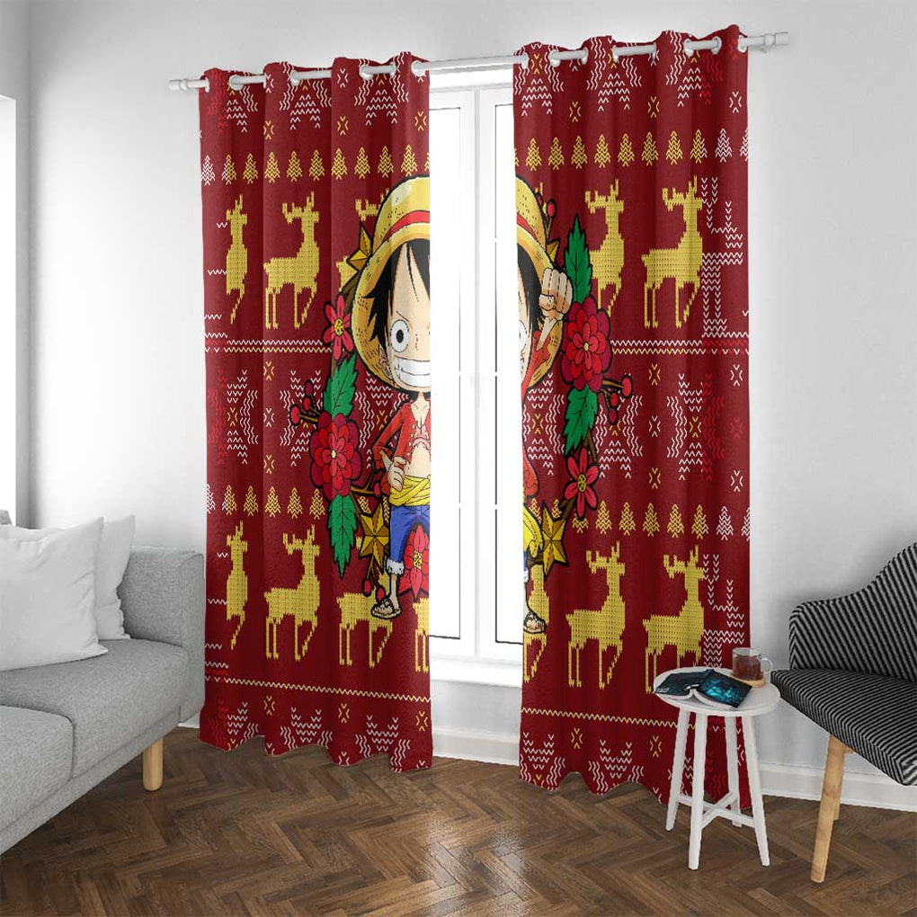 Luffy - One Piece Window Curtain Anime Mix Christmas Style