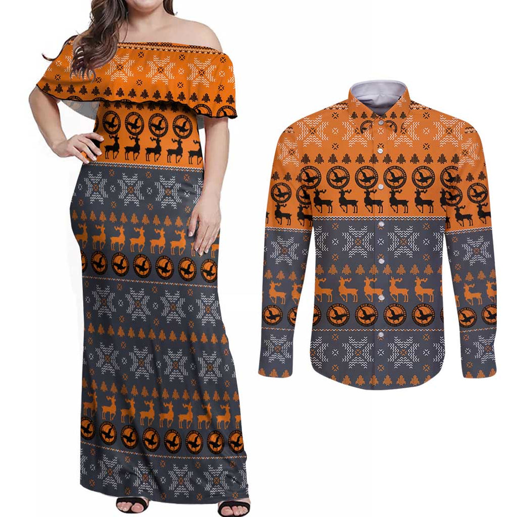 Karasuno - Haikyuu Couples Matching Off Shoulder Maxi Dress and Long Sleeve Button Shirt Anime Mix Christmas Style