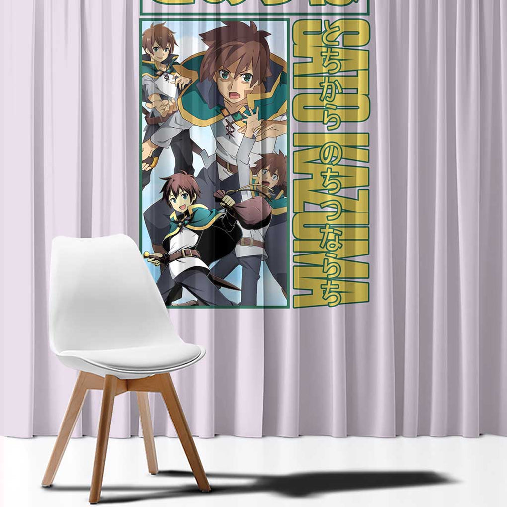 Sato Kazuma Konosuba Window Curtain Anime Style