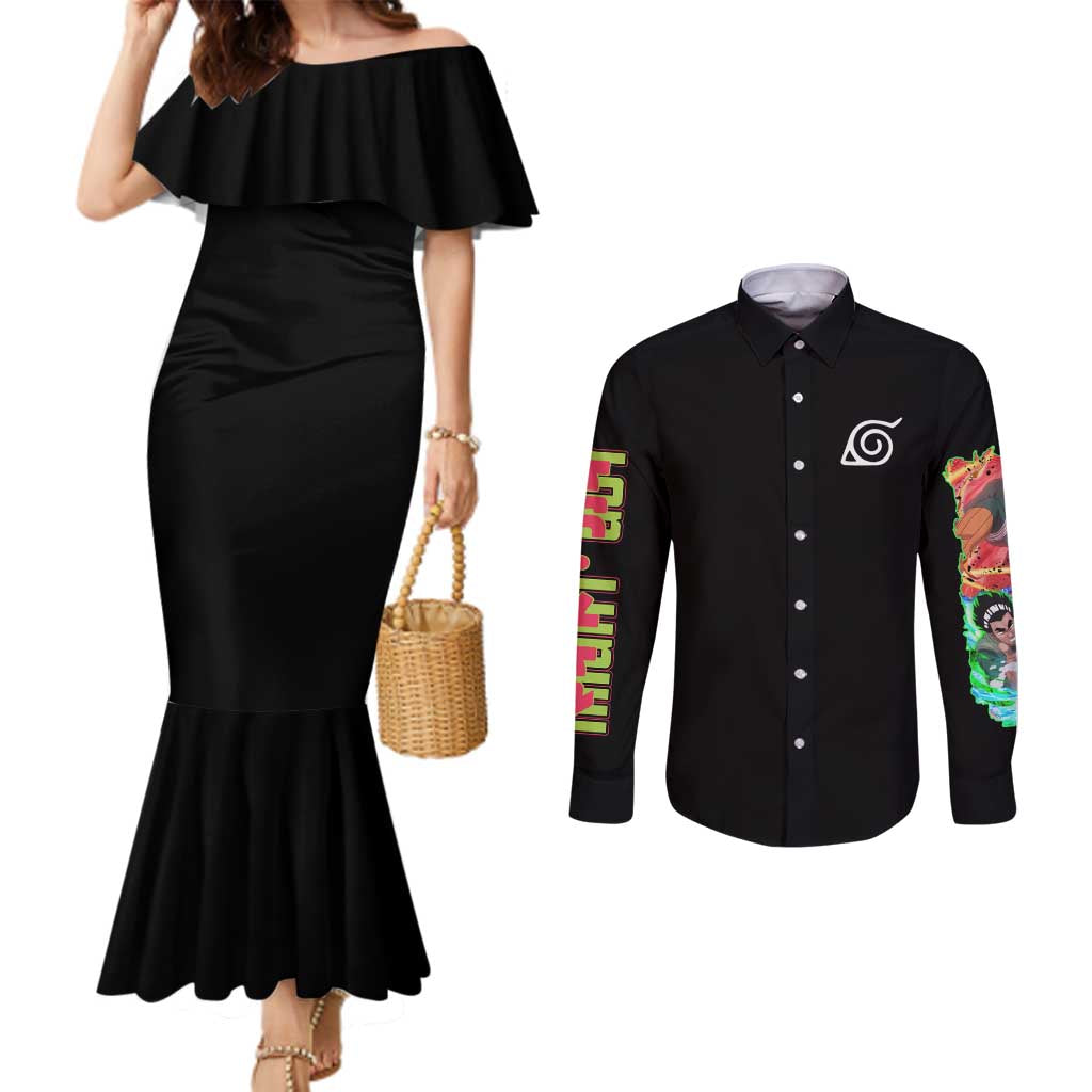 Might Guy V2 Naruto Couples Matching Mermaid Dress and Long Sleeve Button Shirt Japan Anime Style - The Mazicc