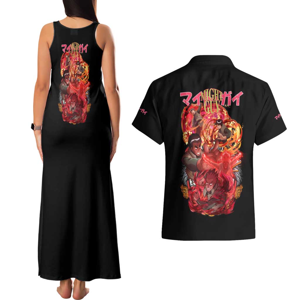 Might Guy V2 Naruto Couples Matching Tank Maxi Dress and Hawaiian Shirt Japan Anime Style - The Mazicc
