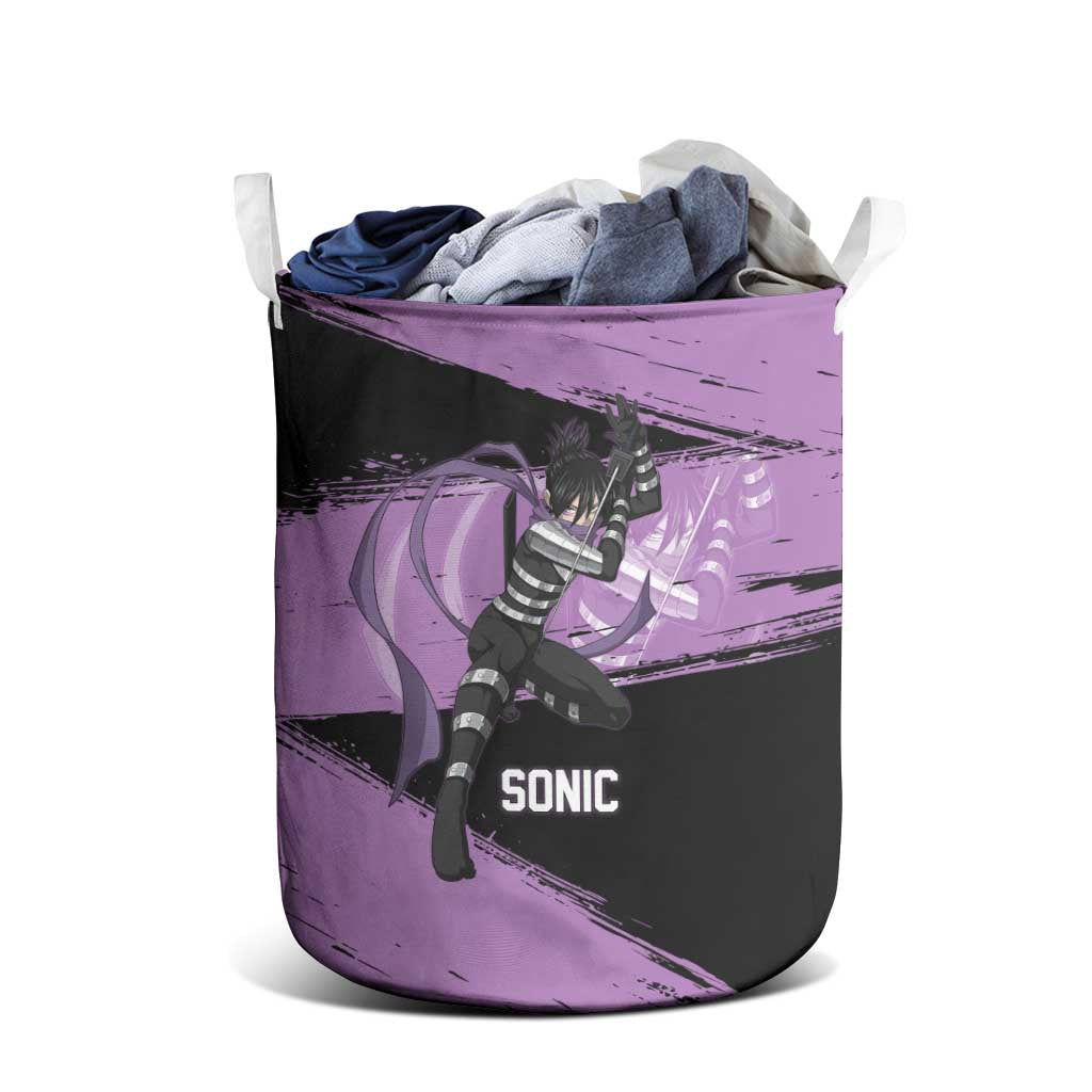 Sonic One Punch Man Anime Purple and Black Theme Laundry Basket with Stealth Pose and High-Speed Ninja Design - The Mazicc