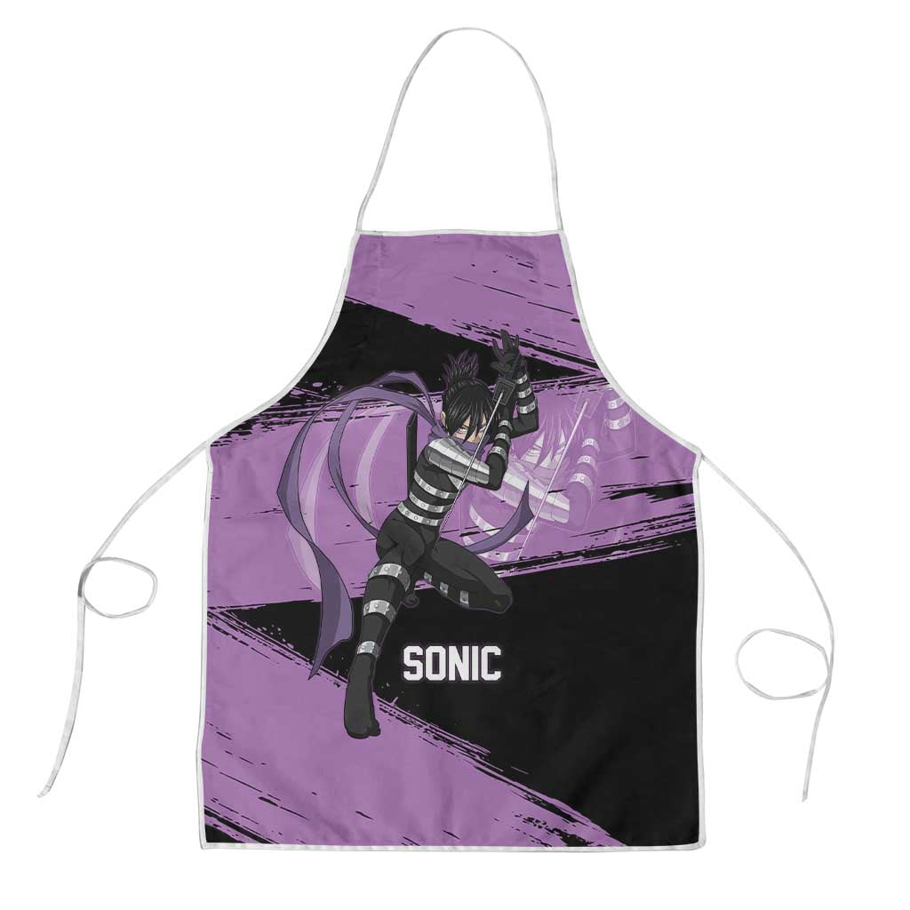 Sonic One Punch Man Anime Purple and Black Theme Apron with Stealth Pose and High-Speed Ninja Design - The Mazicc