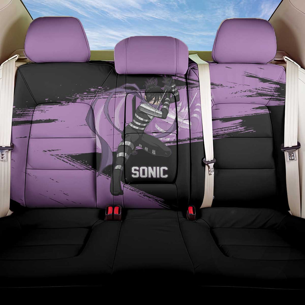 Sonic One Punch Man Anime Purple and Black Theme Back Car Seat Cover with Stealth Pose and High-Speed Ninja Design - The Mazicc
