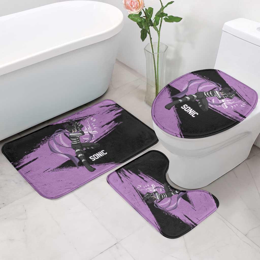 Sonic One Punch Man Anime Purple and Black Theme Bathroom Set with Stealth Pose and High-Speed Ninja Design - The Mazicc