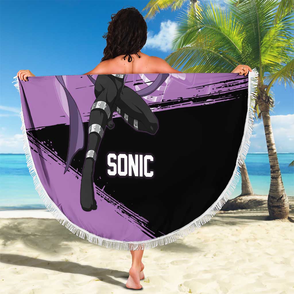 Sonic One Punch Man Anime Purple and Black Theme Beach Blanket with Stealth Pose and High-Speed Ninja Design - The Mazicc