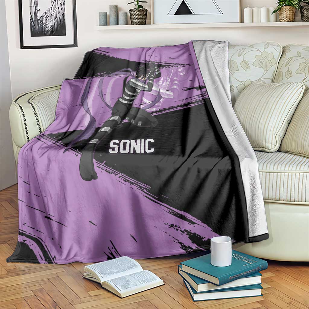 Sonic One Punch Man Anime Purple and Black Theme Blanket with Stealth Pose and High-Speed Ninja Design - The Mazicc