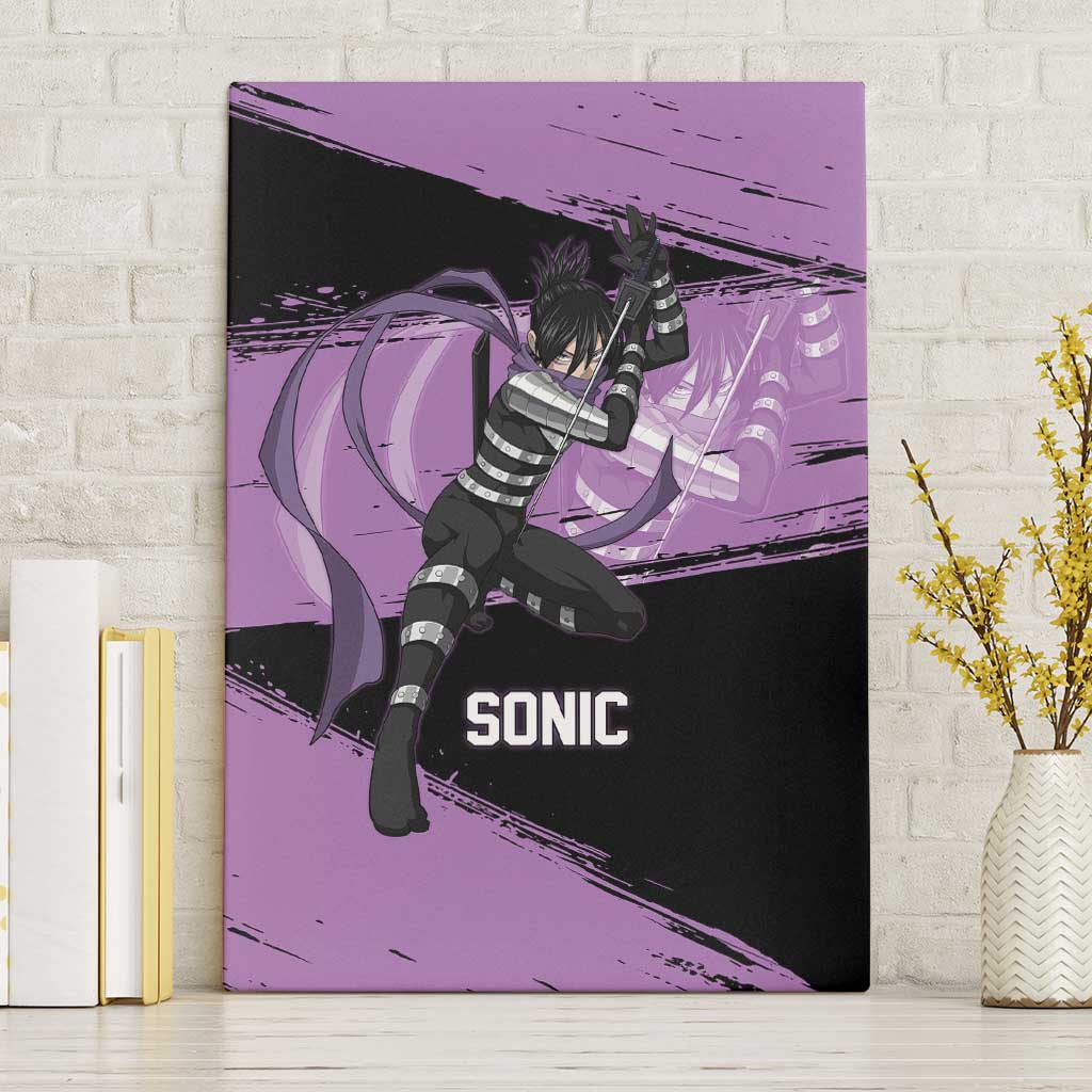 Sonic One Punch Man Anime Purple and Black Theme Canvas Wall Art with Stealth Pose and High-Speed Ninja Design - The Mazicc