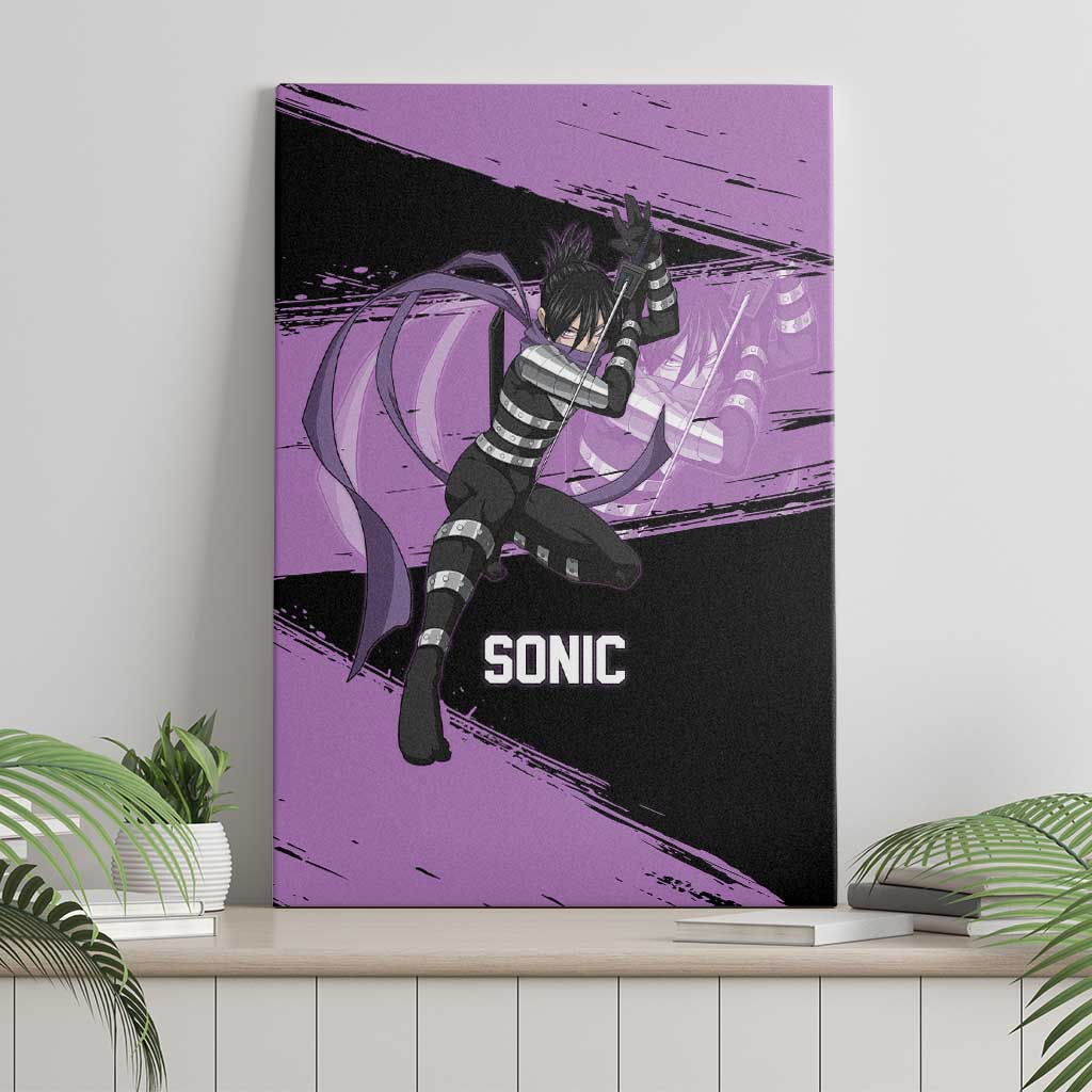 Sonic One Punch Man Anime Purple and Black Theme Canvas Wall Art with Stealth Pose and High-Speed Ninja Design - The Mazicc
