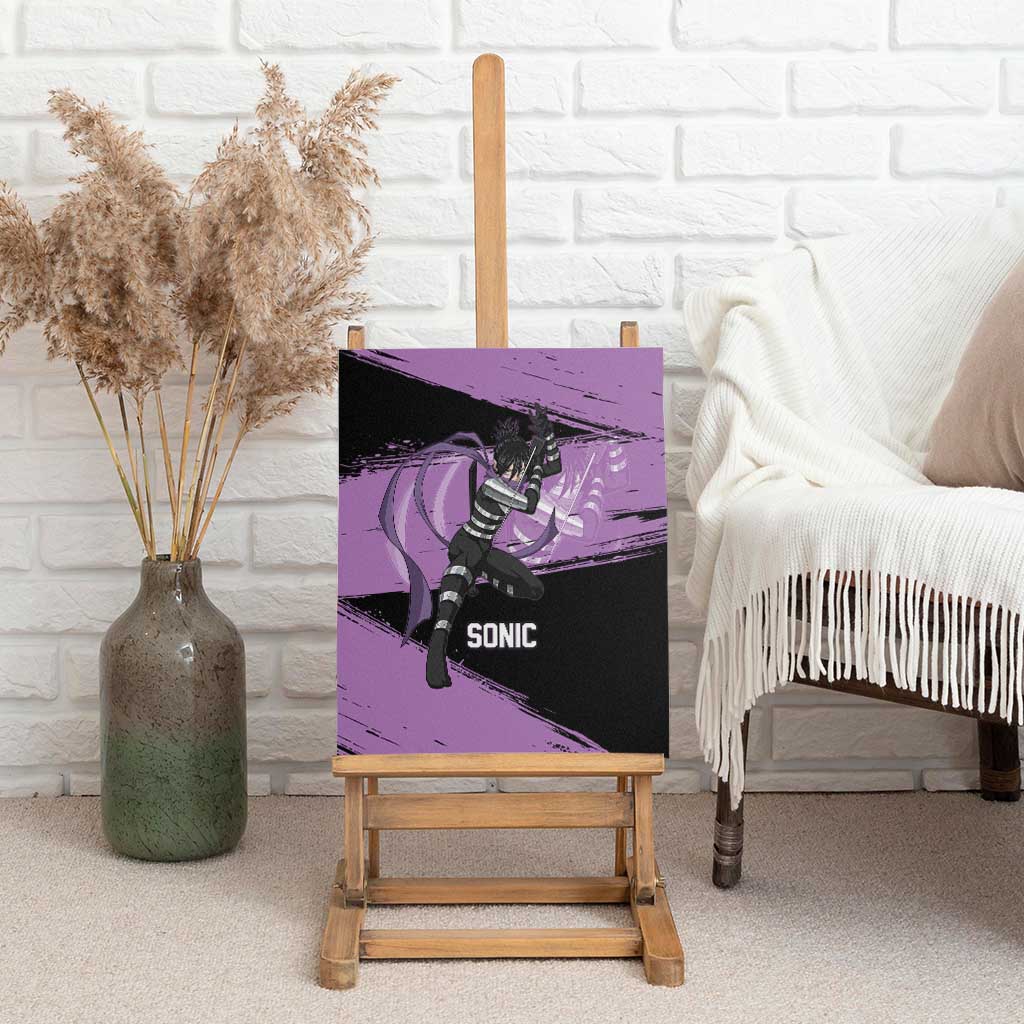 Sonic One Punch Man Anime Purple and Black Theme Canvas Wall Art with Stealth Pose and High-Speed Ninja Design - The Mazicc