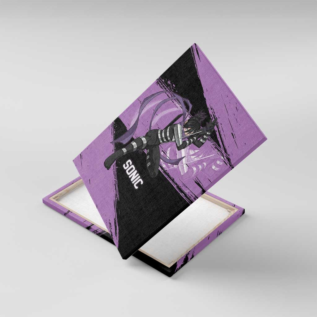 Sonic One Punch Man Anime Purple and Black Theme Canvas Wall Art with Stealth Pose and High-Speed Ninja Design - The Mazicc