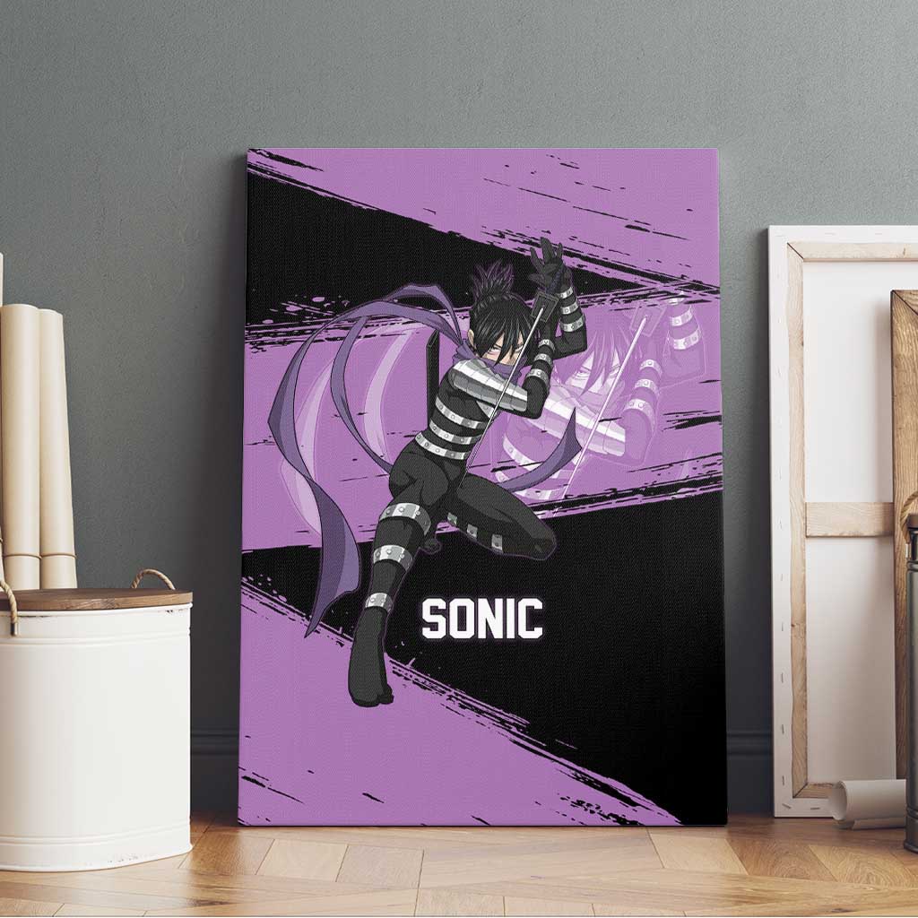 Sonic One Punch Man Anime Purple and Black Theme Canvas Wall Art with Stealth Pose and High-Speed Ninja Design - The Mazicc