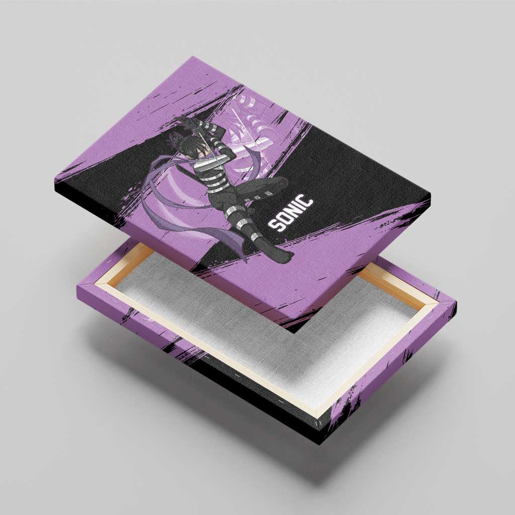 Sonic One Punch Man Anime Purple and Black Theme Canvas Wall Art with Stealth Pose and High-Speed Ninja Design - The Mazicc