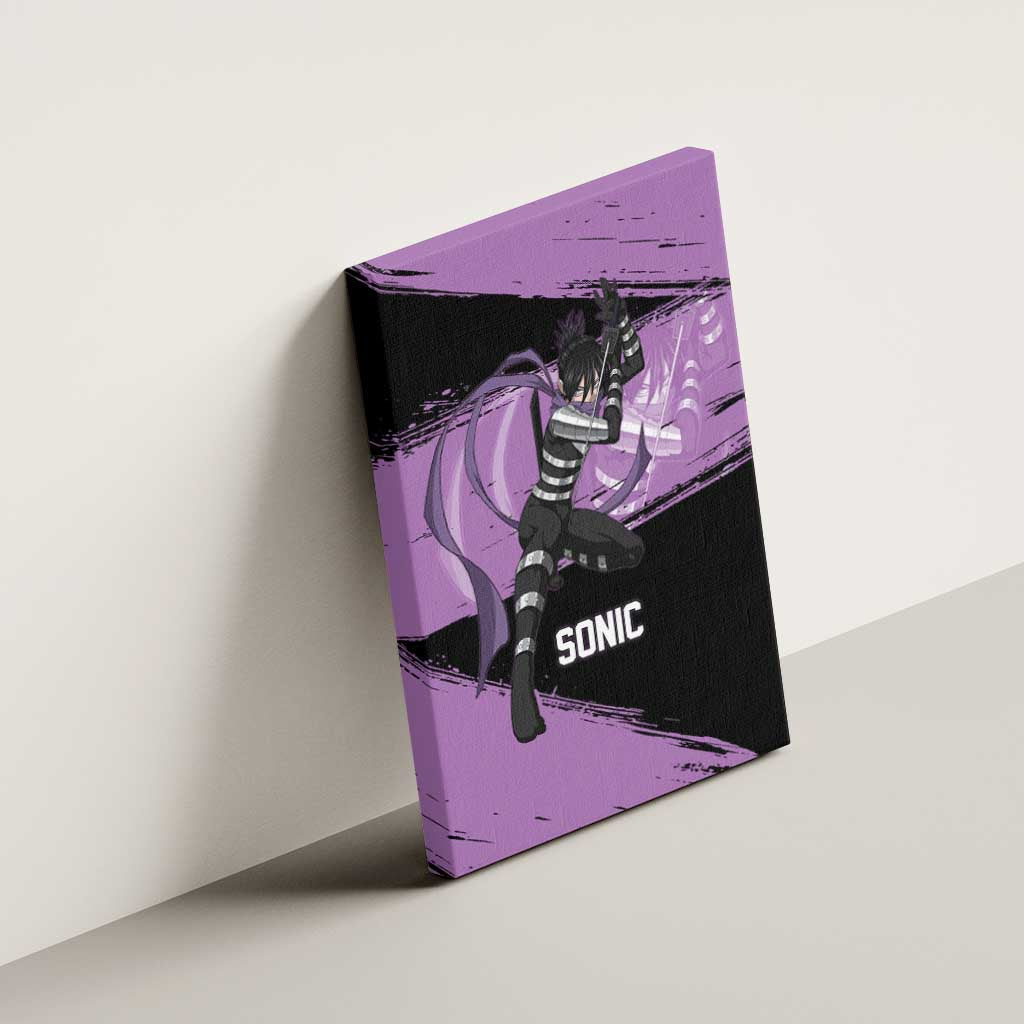 Sonic One Punch Man Anime Purple and Black Theme Canvas Wall Art with Stealth Pose and High-Speed Ninja Design - The Mazicc