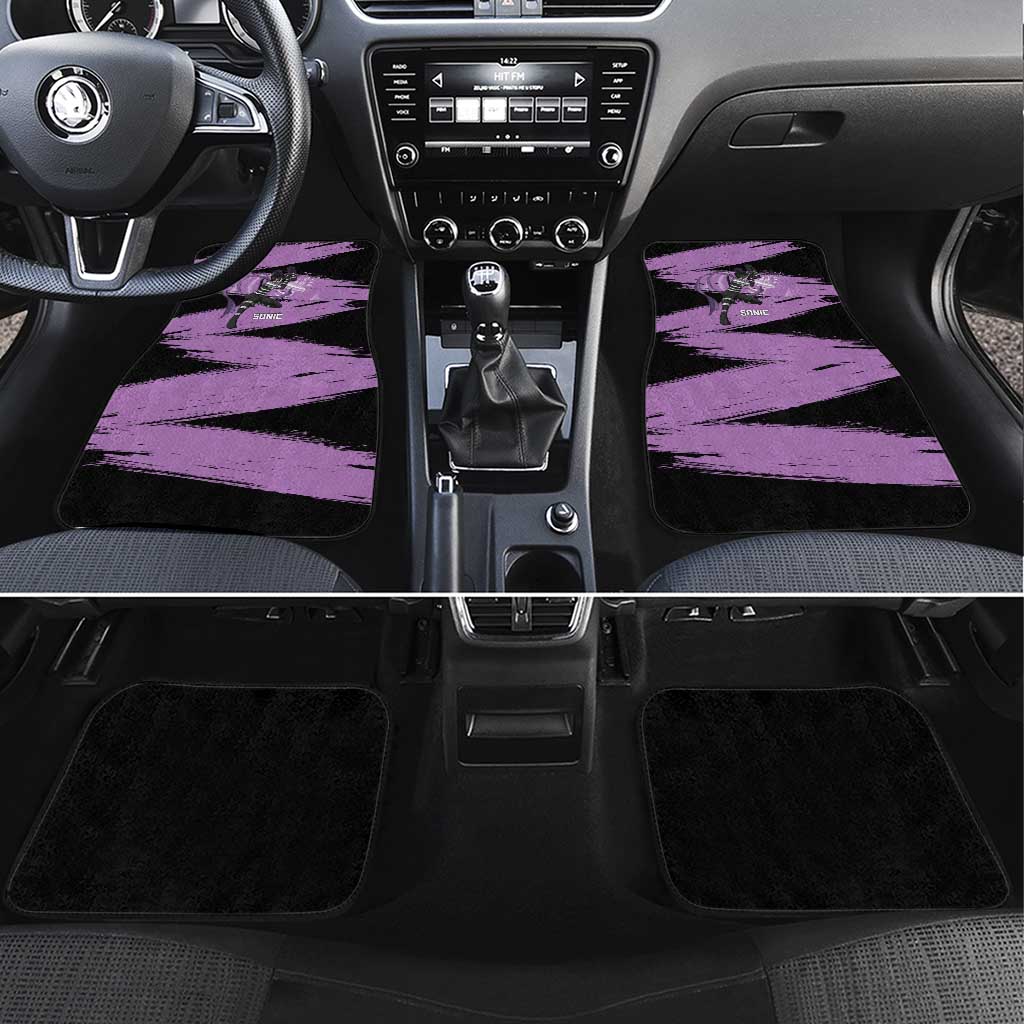 Sonic One Punch Man Anime Purple and Black Theme Car Mats with Stealth Pose and High-Speed Ninja Design - The Mazicc