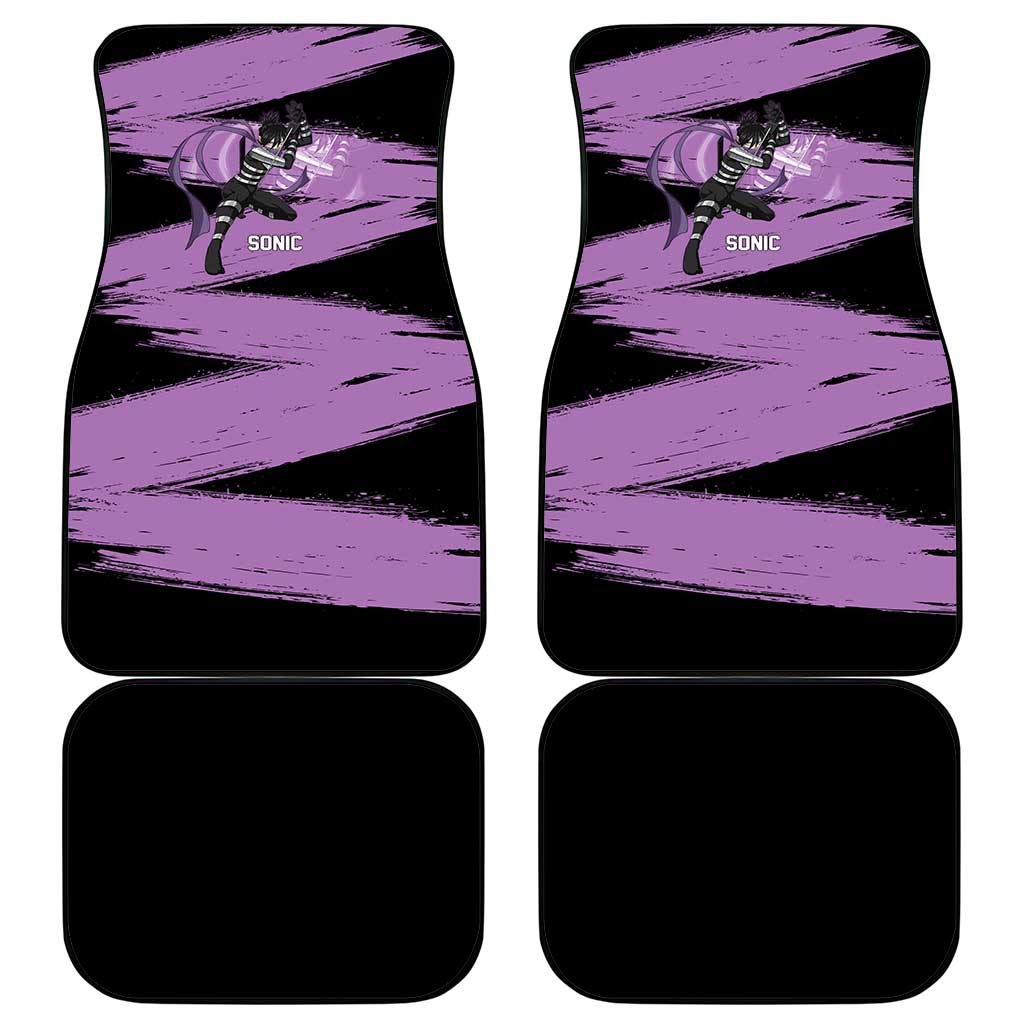Sonic One Punch Man Anime Purple and Black Theme Car Mats with Stealth Pose and High-Speed Ninja Design - The Mazicc