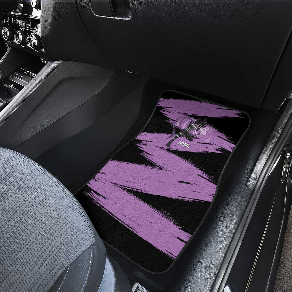 Sonic One Punch Man Anime Purple and Black Theme Car Mats with Stealth Pose and High-Speed Ninja Design - The Mazicc