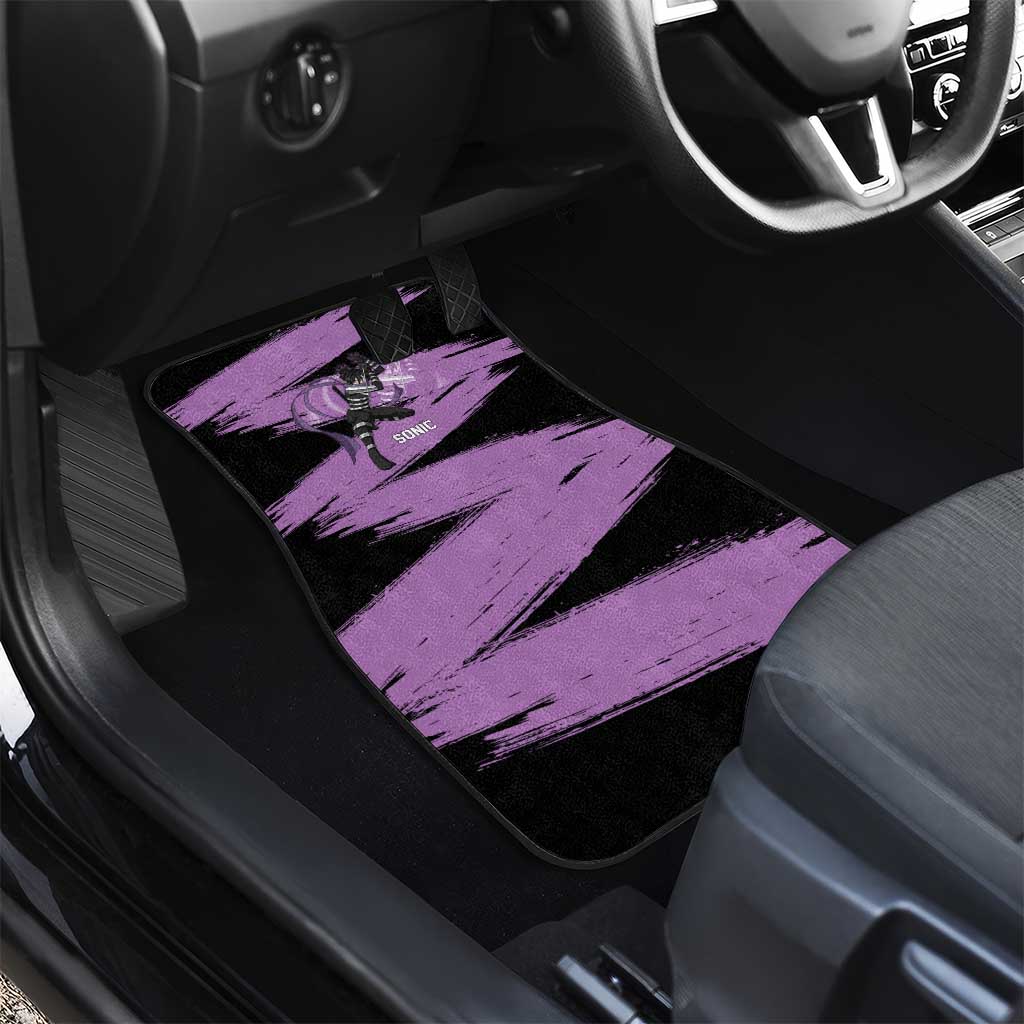 Sonic One Punch Man Anime Purple and Black Theme Car Mats with Stealth Pose and High-Speed Ninja Design - The Mazicc