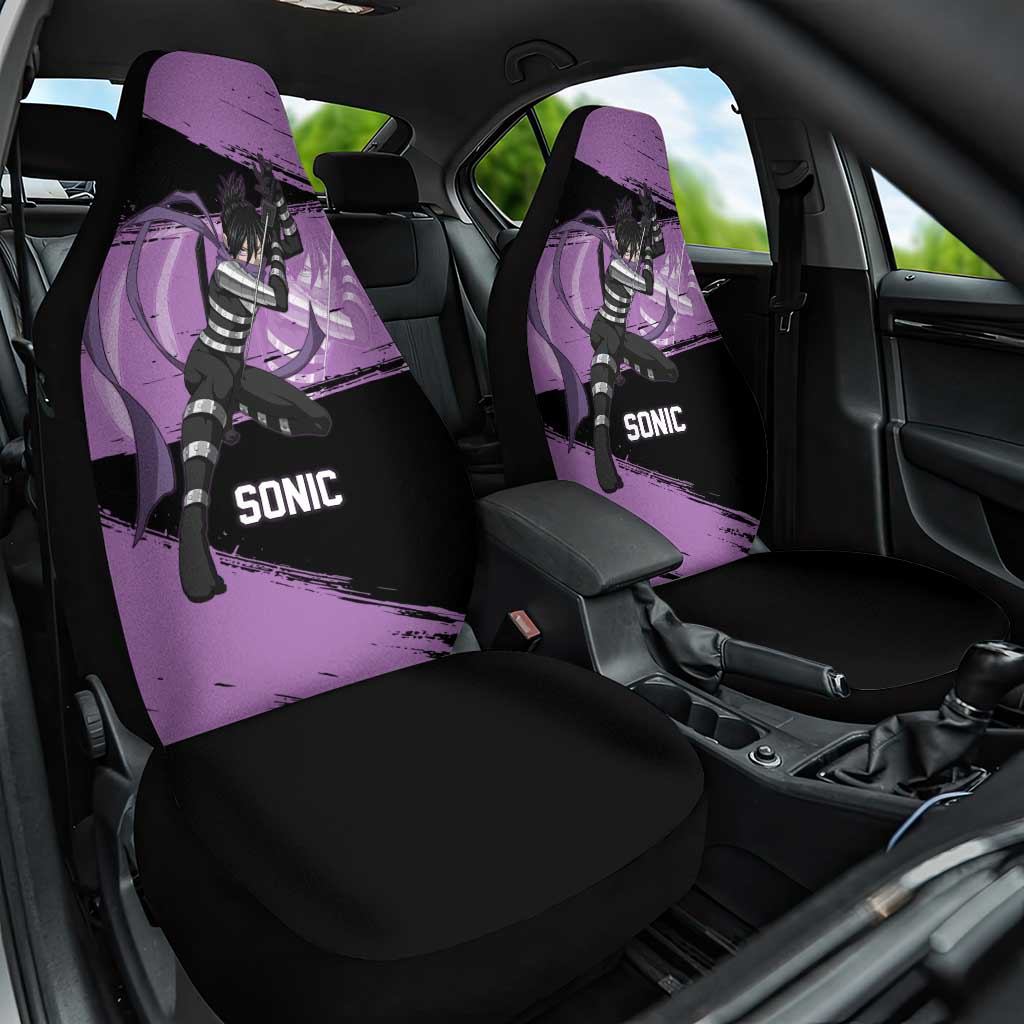 Sonic One Punch Man Anime Purple and Black Theme Car Seat Cover with Stealth Pose and High-Speed Ninja Design - The Mazicc