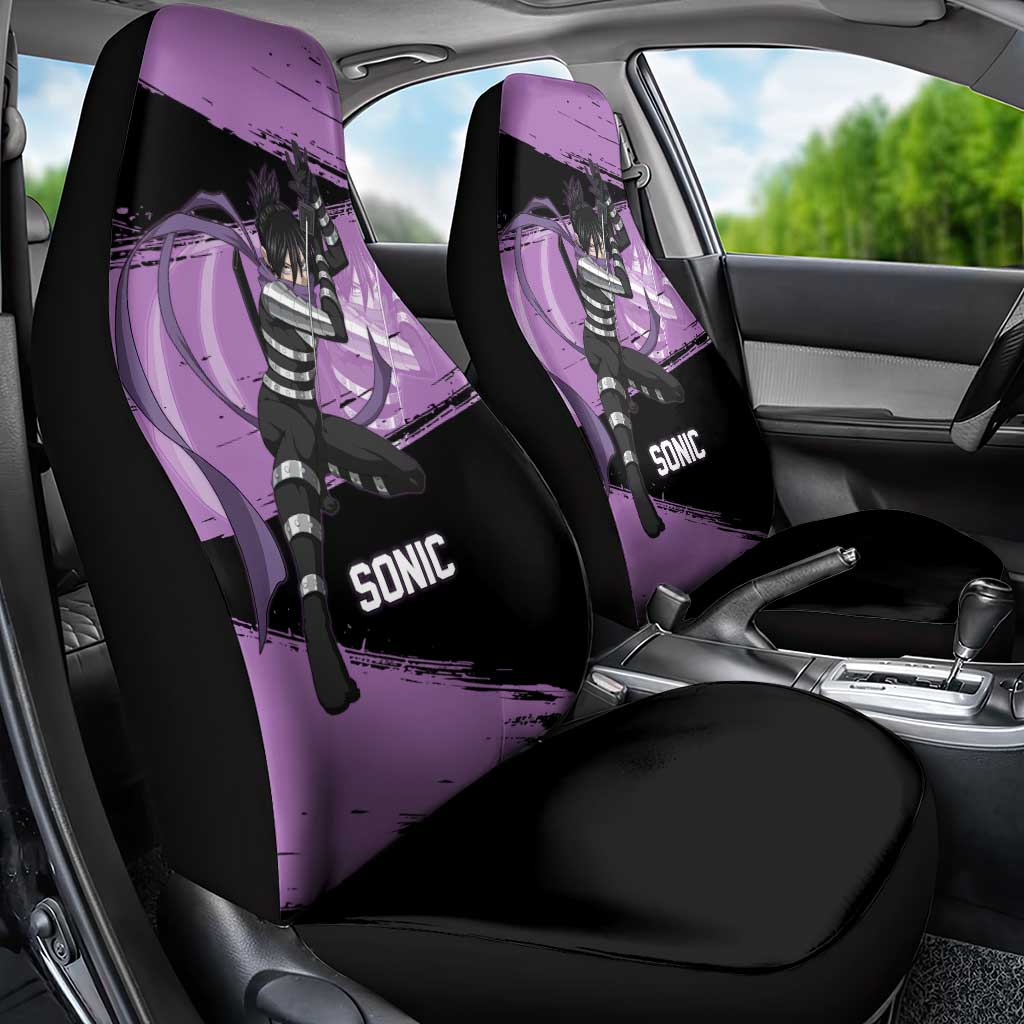 Sonic One Punch Man Anime Purple and Black Theme Car Seat Cover with Stealth Pose and High-Speed Ninja Design - The Mazicc