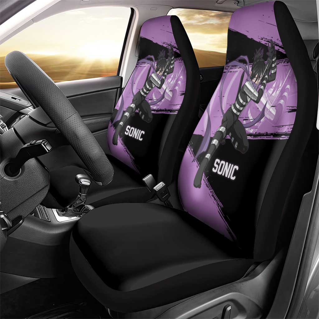 Sonic One Punch Man Anime Purple and Black Theme Car Seat Cover with Stealth Pose and High-Speed Ninja Design - The Mazicc