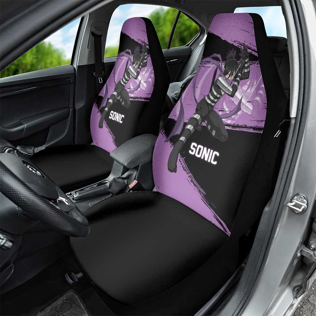 Sonic One Punch Man Anime Purple and Black Theme Car Seat Cover with Stealth Pose and High-Speed Ninja Design - The Mazicc