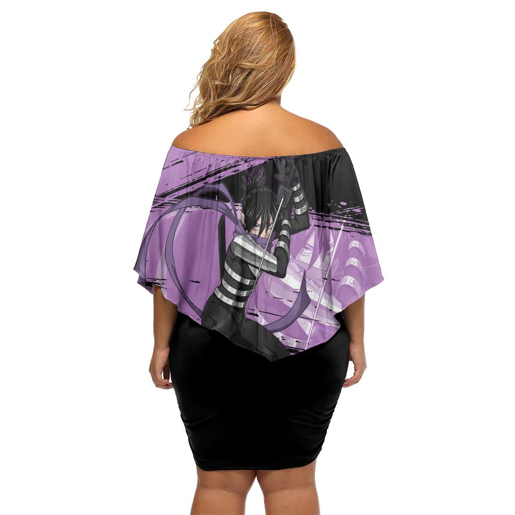 Sonic One Punch Man Anime Purple and Black Theme Family Matching Off Shoulder Short Dress and Hawaiian Shirt with Stealth Pose and High-Speed Ninja Design
