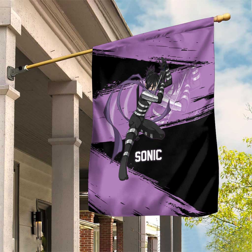 Sonic One Punch Man Anime Purple and Black Theme Garden Flag with Stealth Pose and High-Speed Ninja Design - The Mazicc