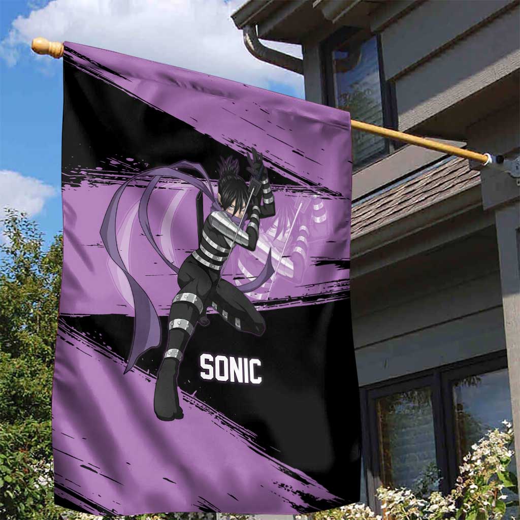 Sonic One Punch Man Anime Purple and Black Theme Garden Flag with Stealth Pose and High-Speed Ninja Design - The Mazicc