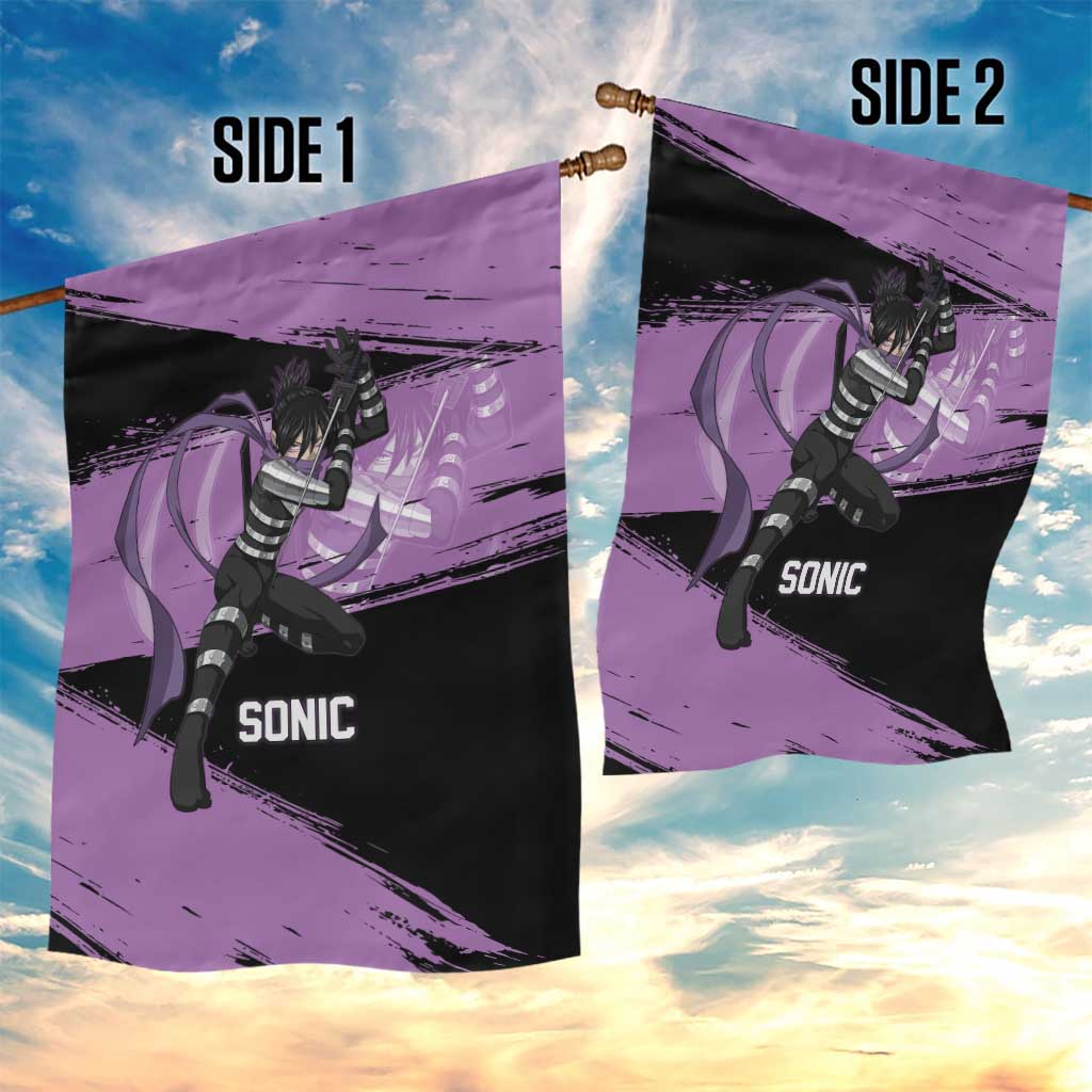 Sonic One Punch Man Anime Purple and Black Theme Garden Flag with Stealth Pose and High-Speed Ninja Design - The Mazicc