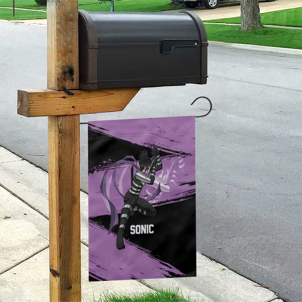 Sonic One Punch Man Anime Purple and Black Theme Garden Flag with Stealth Pose and High-Speed Ninja Design - The Mazicc