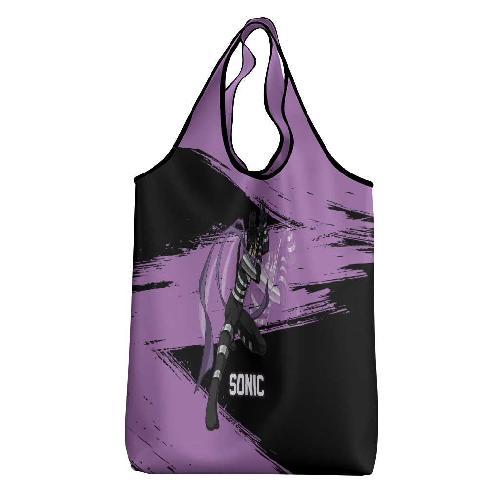 Sonic One Punch Man Anime Purple and Black Theme Grocery Bag with Stealth Pose and High-Speed Ninja Design - The Mazicc