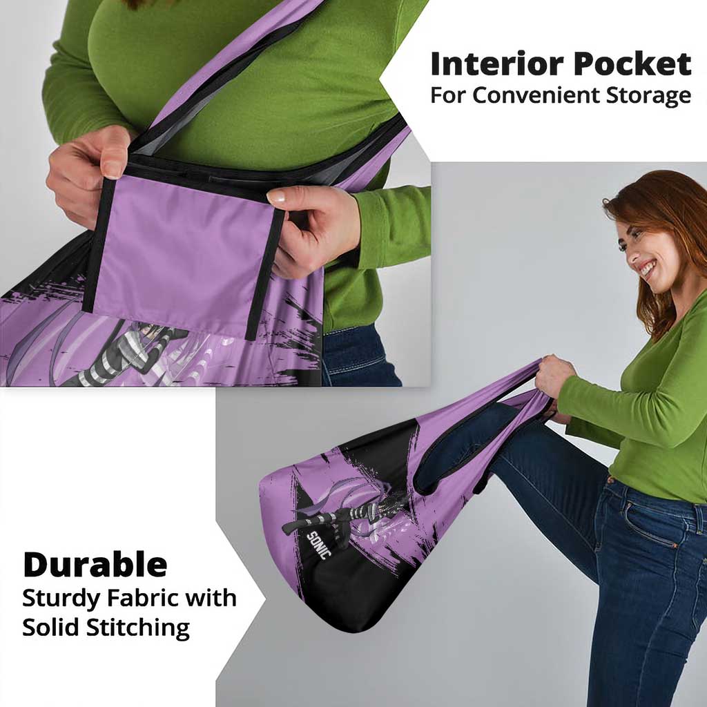 Sonic One Punch Man Anime Purple and Black Theme Grocery Bag with Stealth Pose and High-Speed Ninja Design - The Mazicc