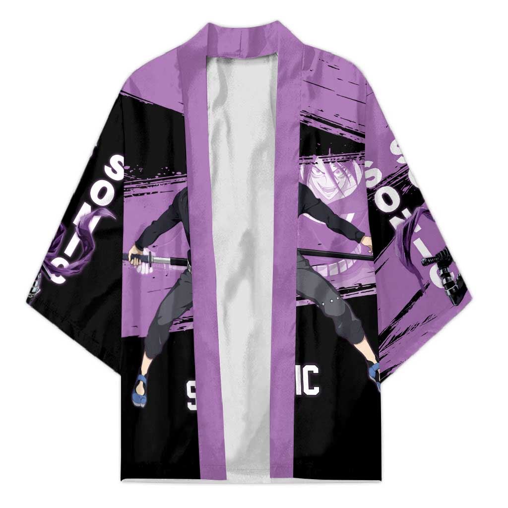 Sonic One Punch Man Anime Purple and Black Theme Kimono with Stealth Pose and High-Speed Ninja Design - The Mazicc