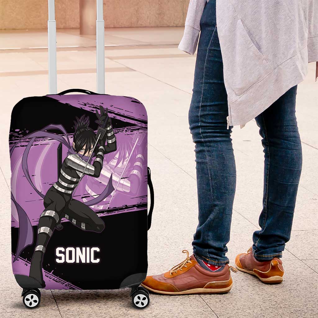 Sonic One Punch Man Anime Purple and Black Theme Luggage Cover with Stealth Pose and High-Speed Ninja Design - The Mazicc