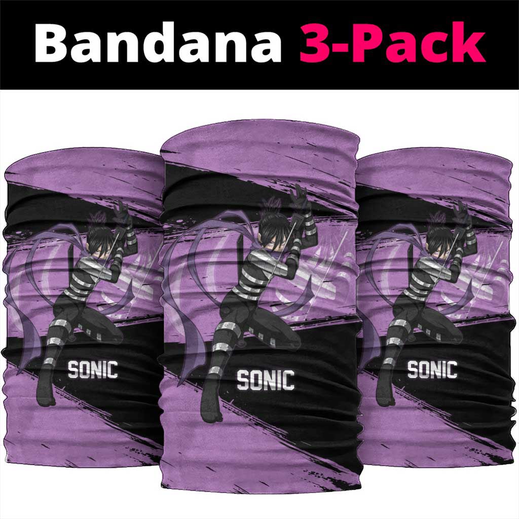 Sonic One Punch Man Anime Purple and Black Theme Neck Gaiter with Stealth Pose and High-Speed Ninja Design - The Mazicc