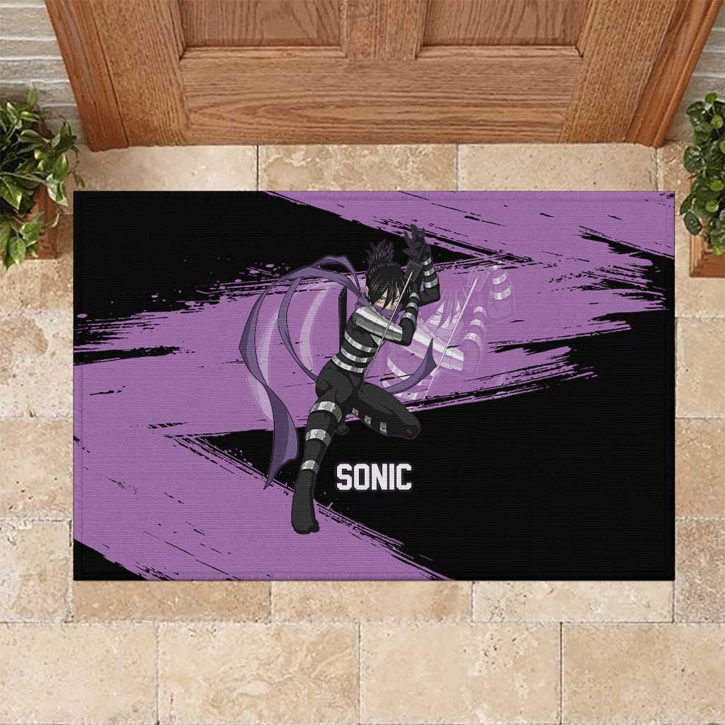 Sonic One Punch Man Anime Purple and Black Theme Rubber Doormat with Stealth Pose and High-Speed Ninja Design - The Mazicc