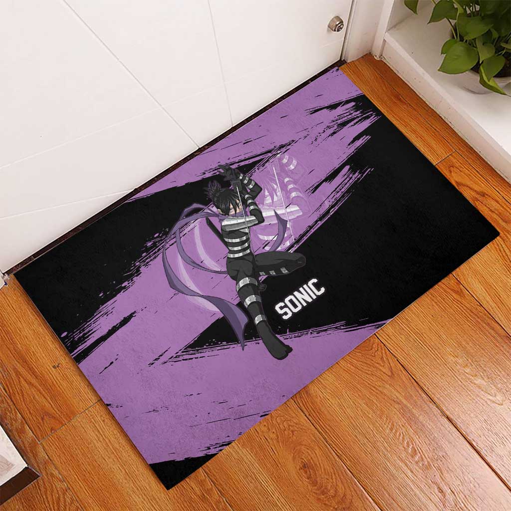 Sonic One Punch Man Anime Purple and Black Theme Rubber Doormat with Stealth Pose and High-Speed Ninja Design - The Mazicc